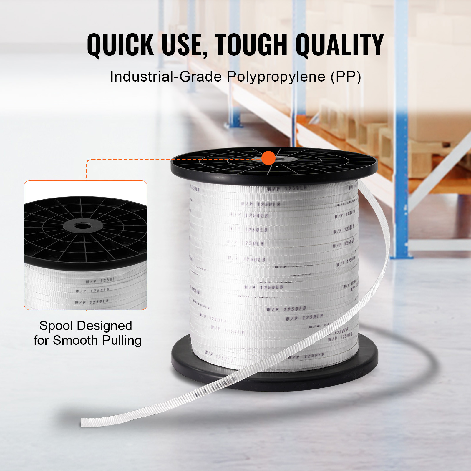 VEVOR Polyester Pulling Tape Mule Tape 1/2″ x 1053′ 1250 lbf Tensile Capacity