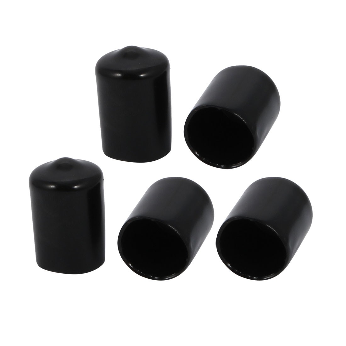 5Pack 12mm Inner Dia PVC Flexible Vinyl Cap Screw Thread Protector Cover Black