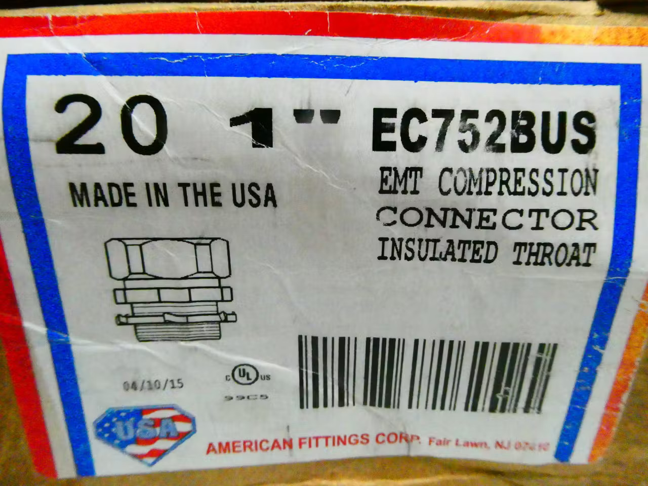 Box Of 20 American Fittings Corp EC752BUS 1in Emt Compression Connector