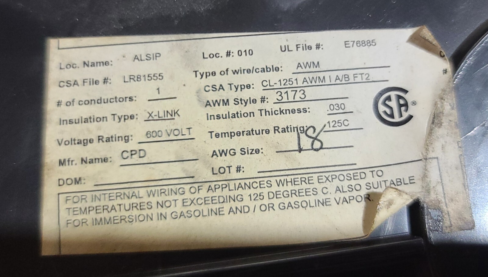 Allied Wire 73-14-41T 5876 AlphaWire High Temperature & Voltage Hook-Up Wire