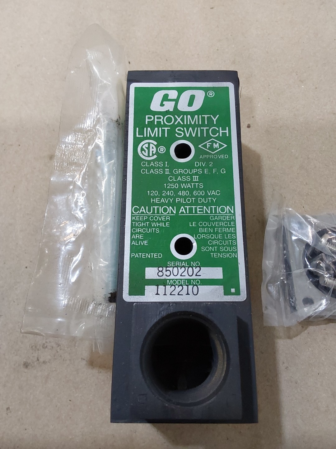 GO PROXIMITY SWITCH, 112210, 1250 WATTS, HEAVY PILOT DUTY