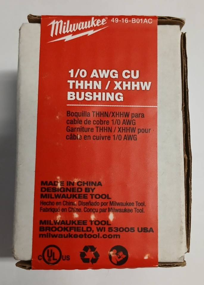 Milwaukee 49-16-B01AC 1/0 AWG Cu THHN/ XHHW Bushing