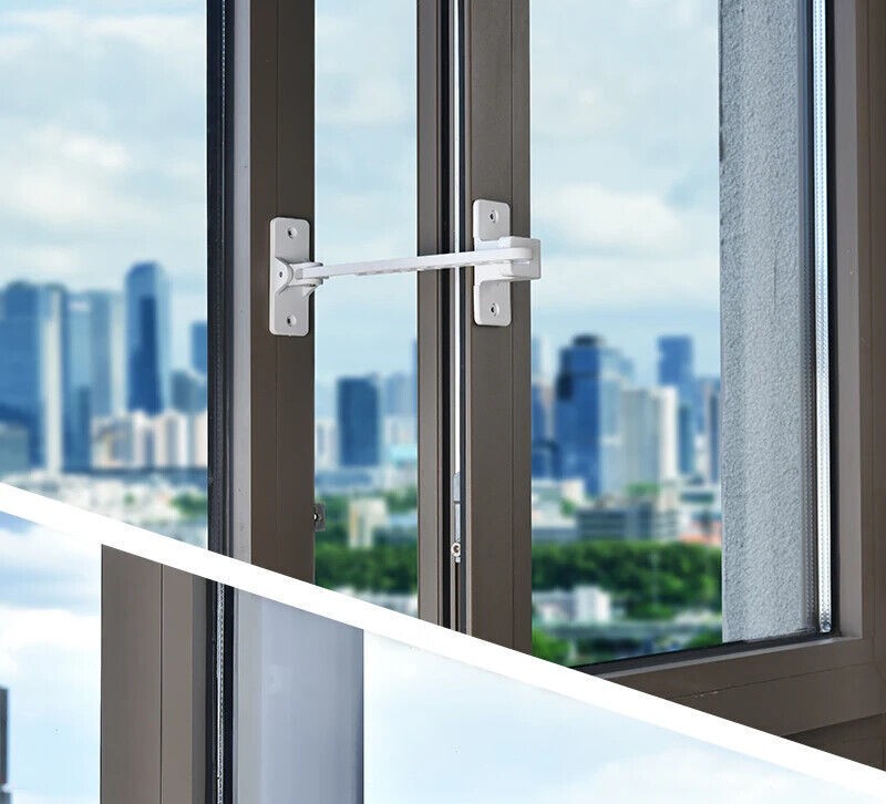 Window Horizontal Sliding Holder Wind Brace Guard Safety Lock Fix Flat Open 1 Pc