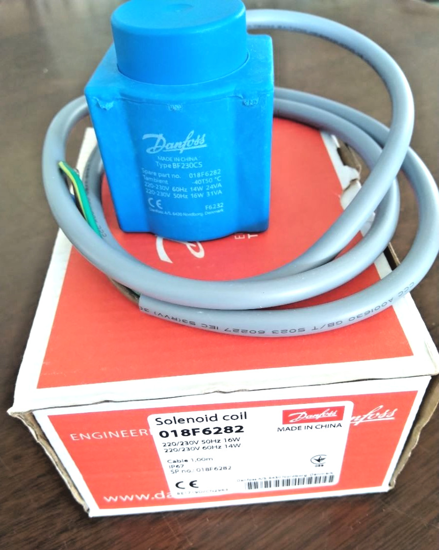 2PCS LOT-Danfoss 018F6282 Solenoid coil, BF230CS Cable, 1m- NEW
