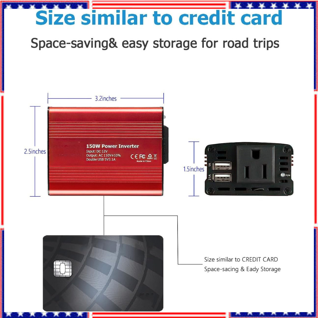 Inversor Para Carro Auto Coche 150 Watt Convertidor De Corriente 12V a 110V