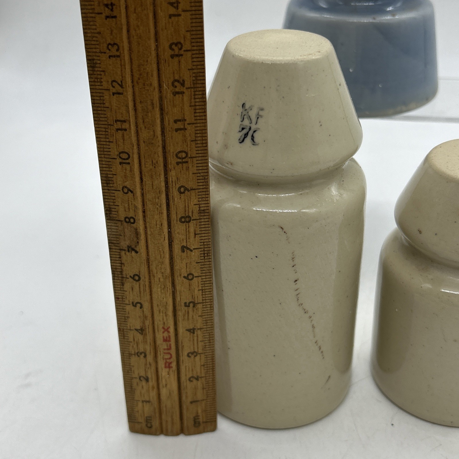 Vintage KP Blue White Electric Insulators Porcelain Set Australia