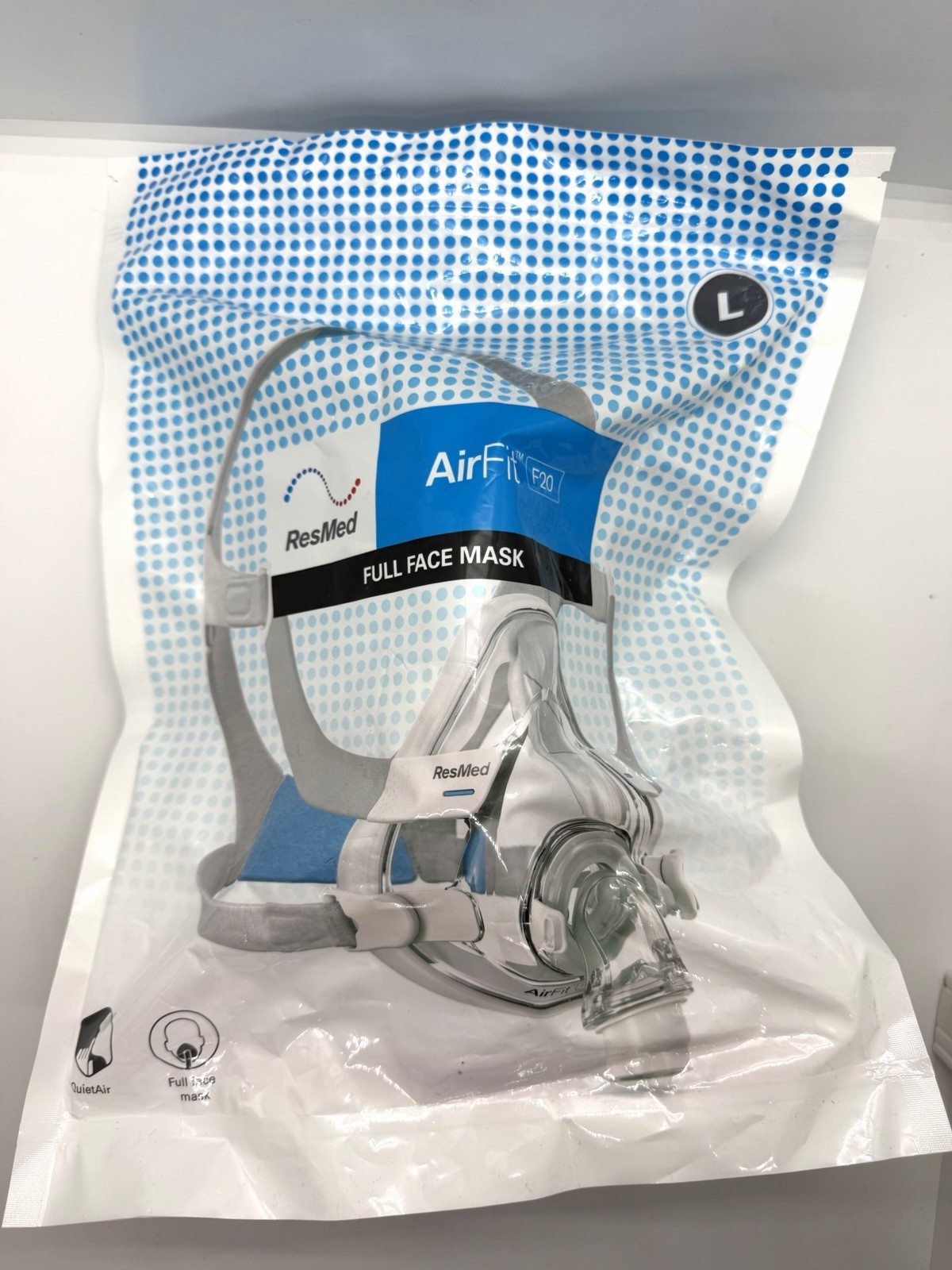 *NEW* AirFit F20 Full Face Headgear LGE Large Cushion 63402 QuietAir Genuine OEM