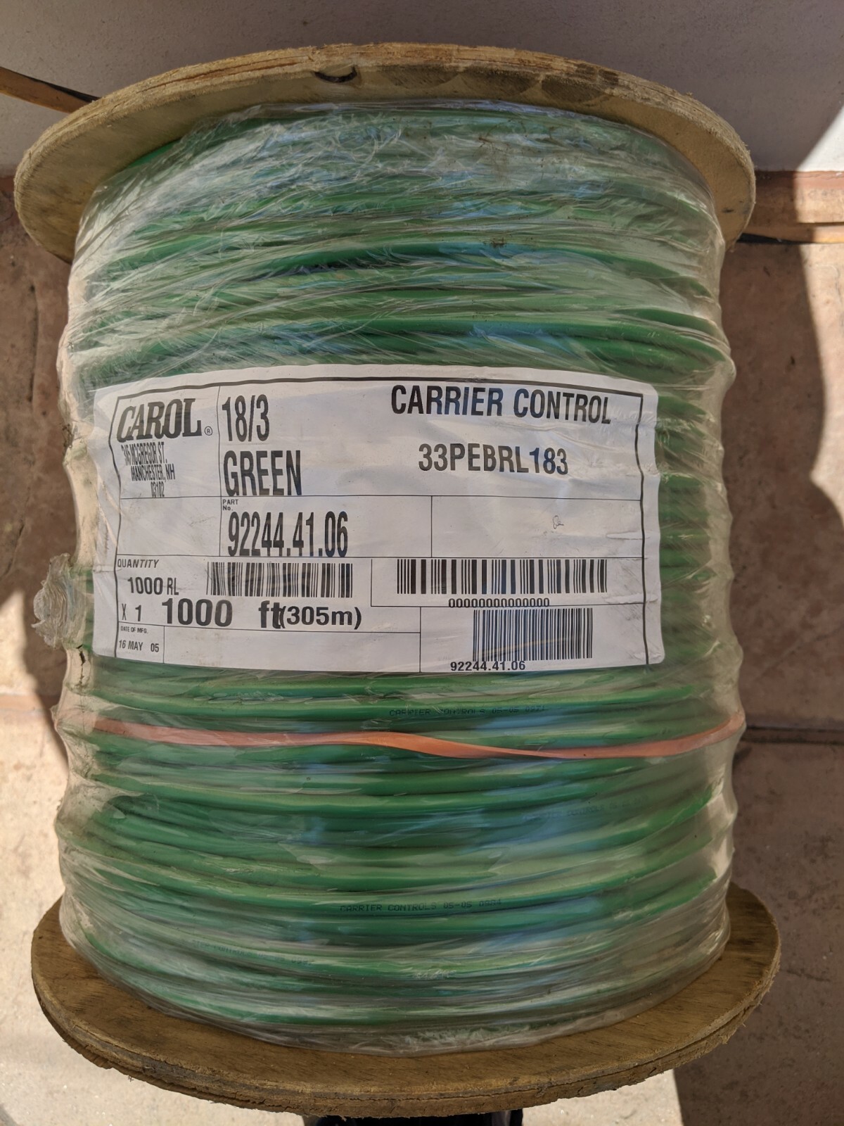 CARRIER CONTROL 18/3 CABLE 33PEBRL183 PN 92244.41.06 – 1000 FT Spool SHIELDED