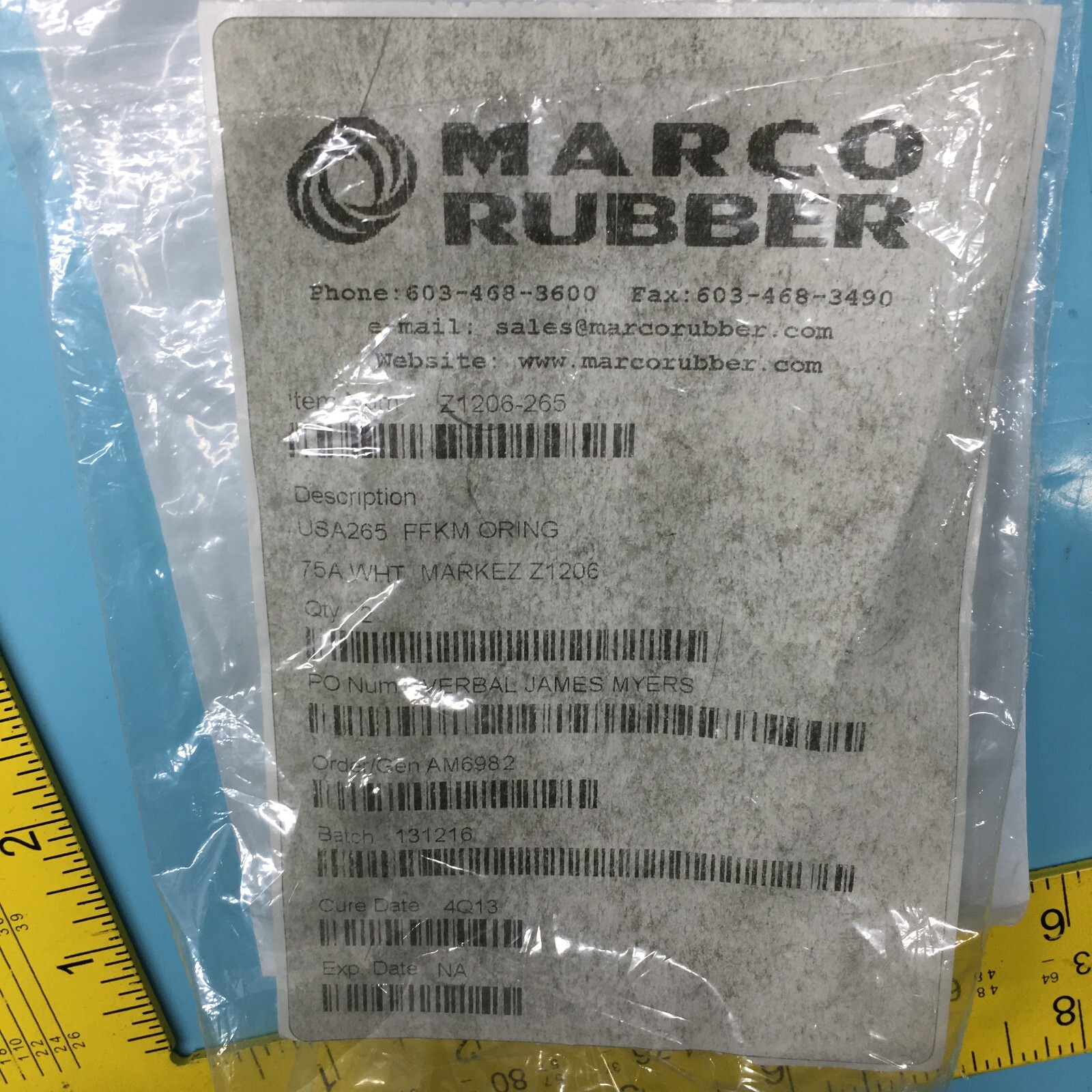 2 MARKEZ Z1206-265 O-RING 2-265 ID=7.734″ +/- .045″ CS=0.139″ +/- .004″, 128803