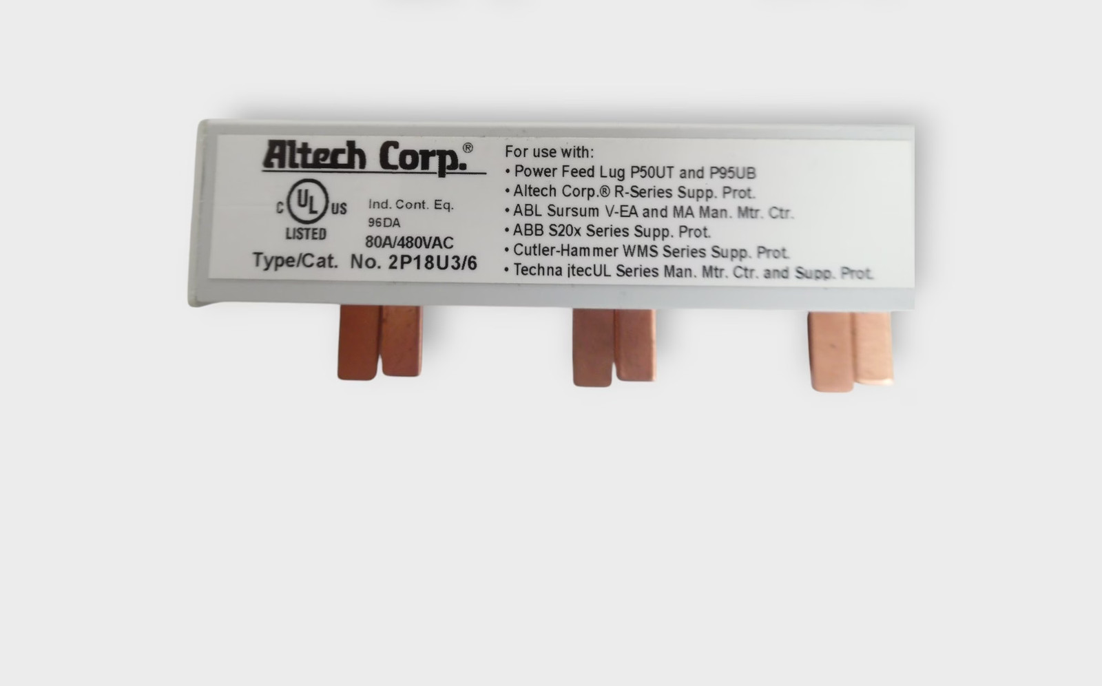Altech Corp – 2 & 3 Phase Busbar Assortment -2P18U3/6 – 3P18U3H/9 – 3P18U3H/12 –
