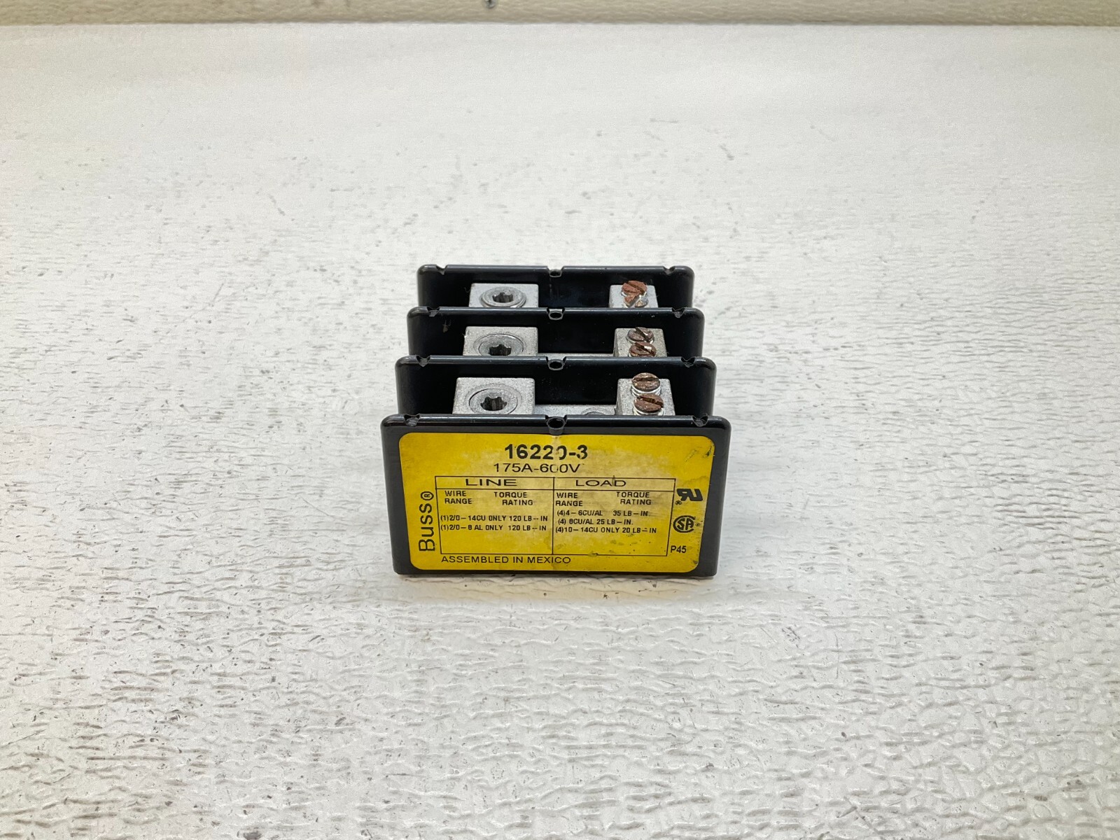Cooper Bussmann 16220-3 Power Distribution Block 3 Pole 175 A 600 V Buss (TSC)