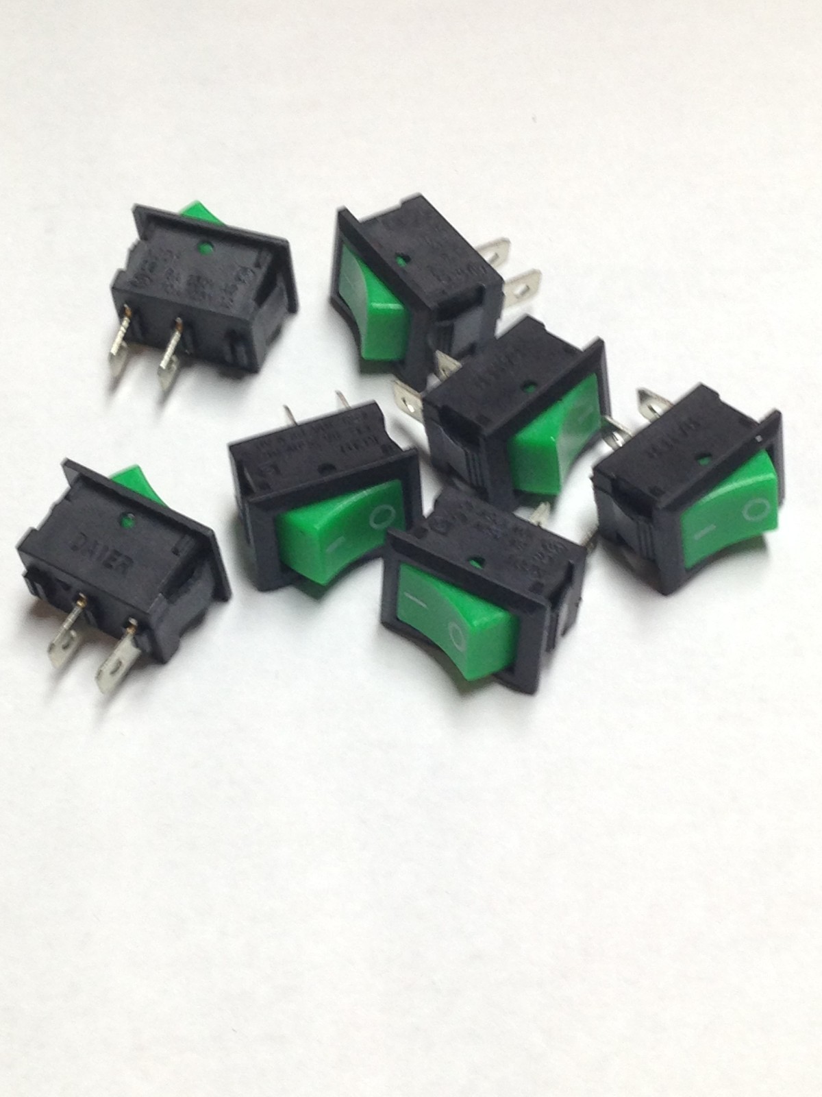ROCKER SWITCH GREEN ON OFF 2 PINS 12V DC 240V AC 10pcs