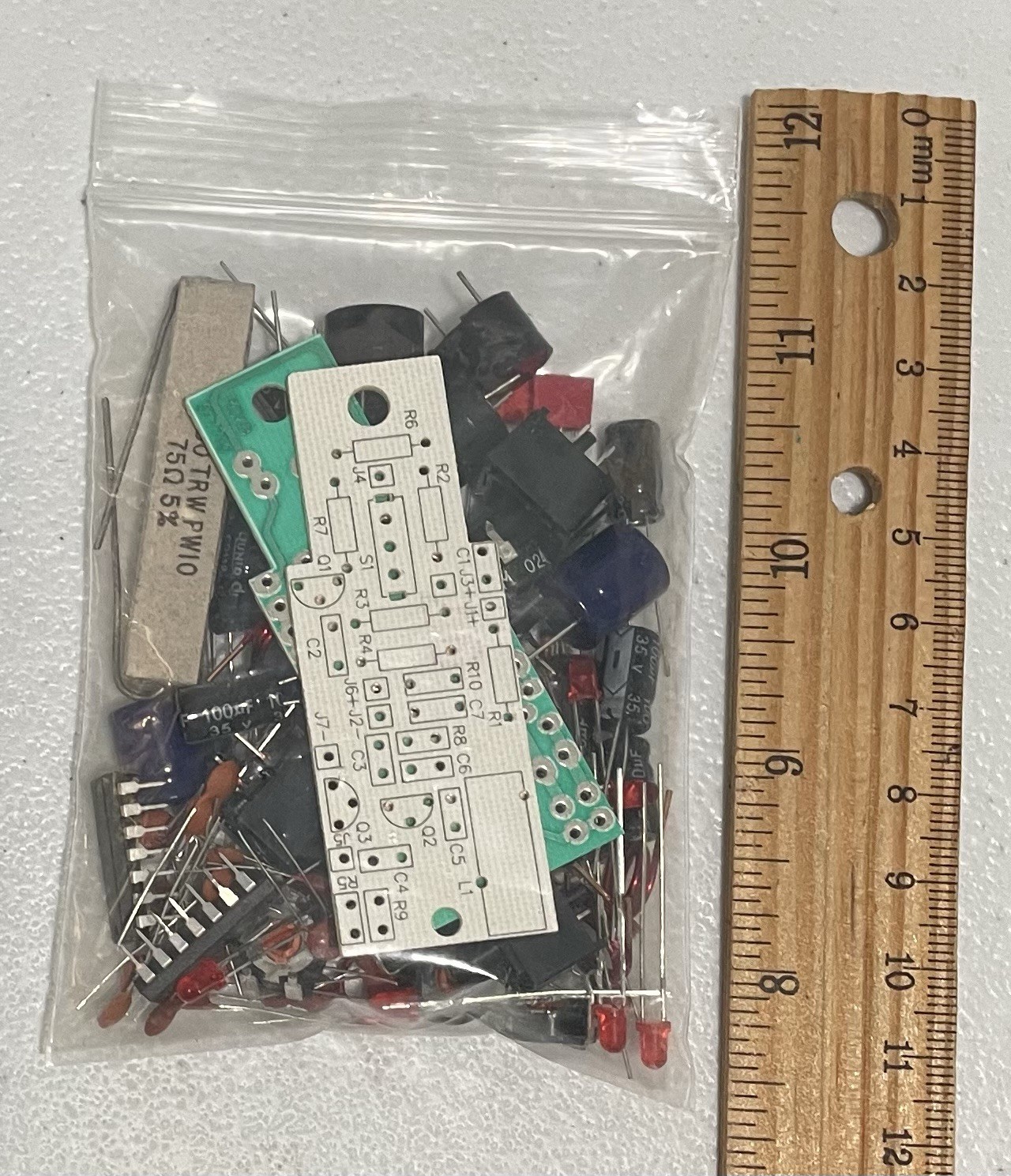 A Bag Of Mixed Electronic Components.