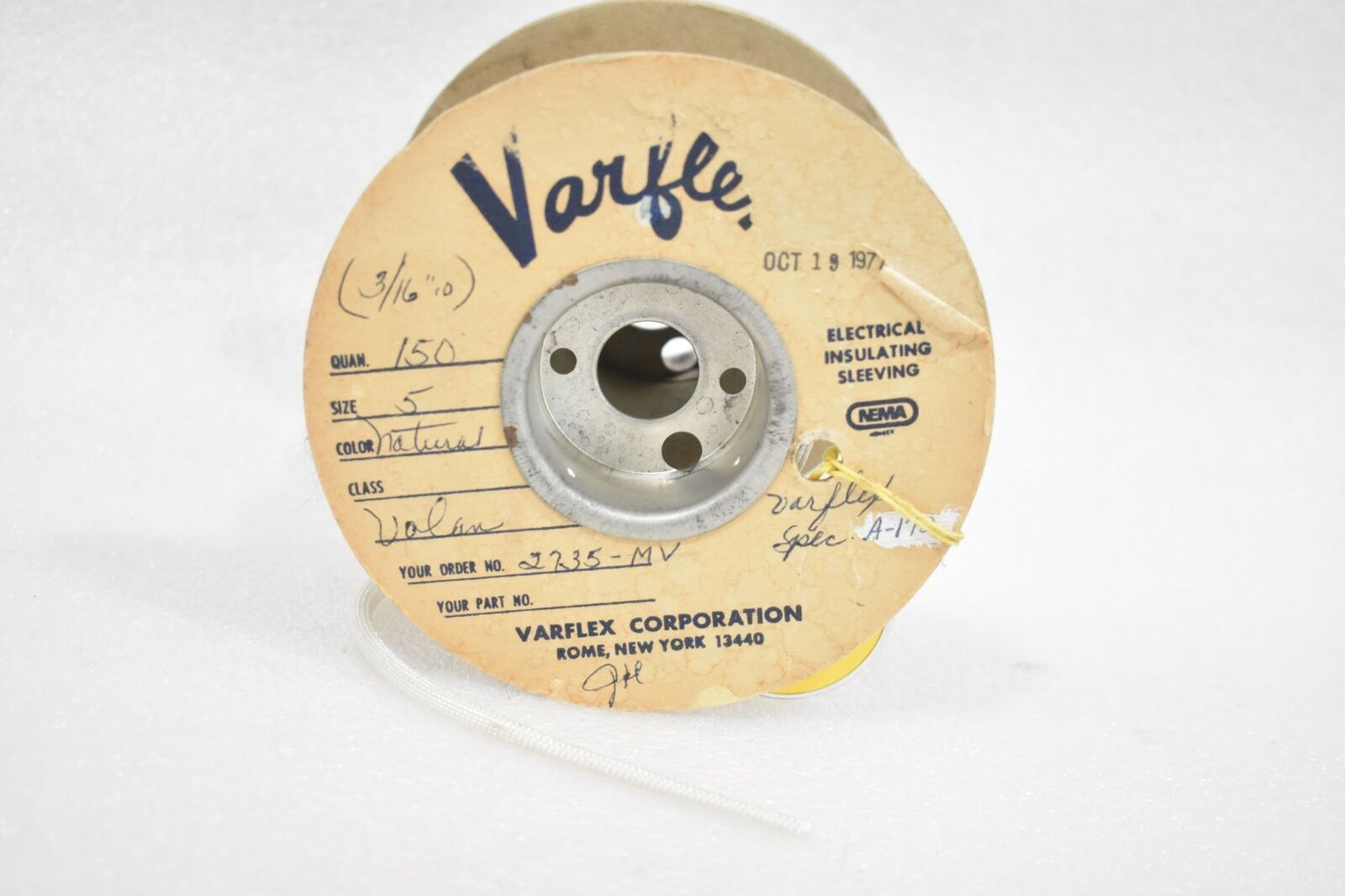 VARFLEX 3/16″ ELECTRICAL INSULATING SLEEVING, NATURAL COLOR ( LOT OF 5′ )