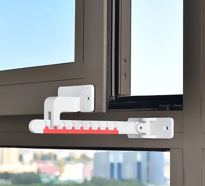 Window Horizontal Sliding Holder Wind Brace Guard Safety Lock Fix Flat Open 1 Pc