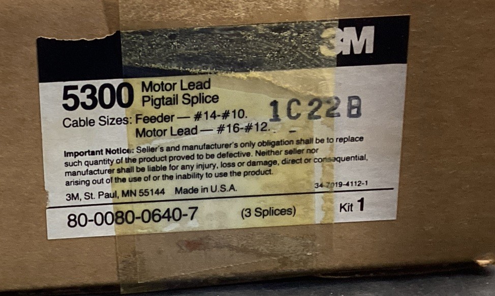 3M 5300 Motor Lead Pigtail Splice 1 Kit 3 Splices 1000 V Or Less
