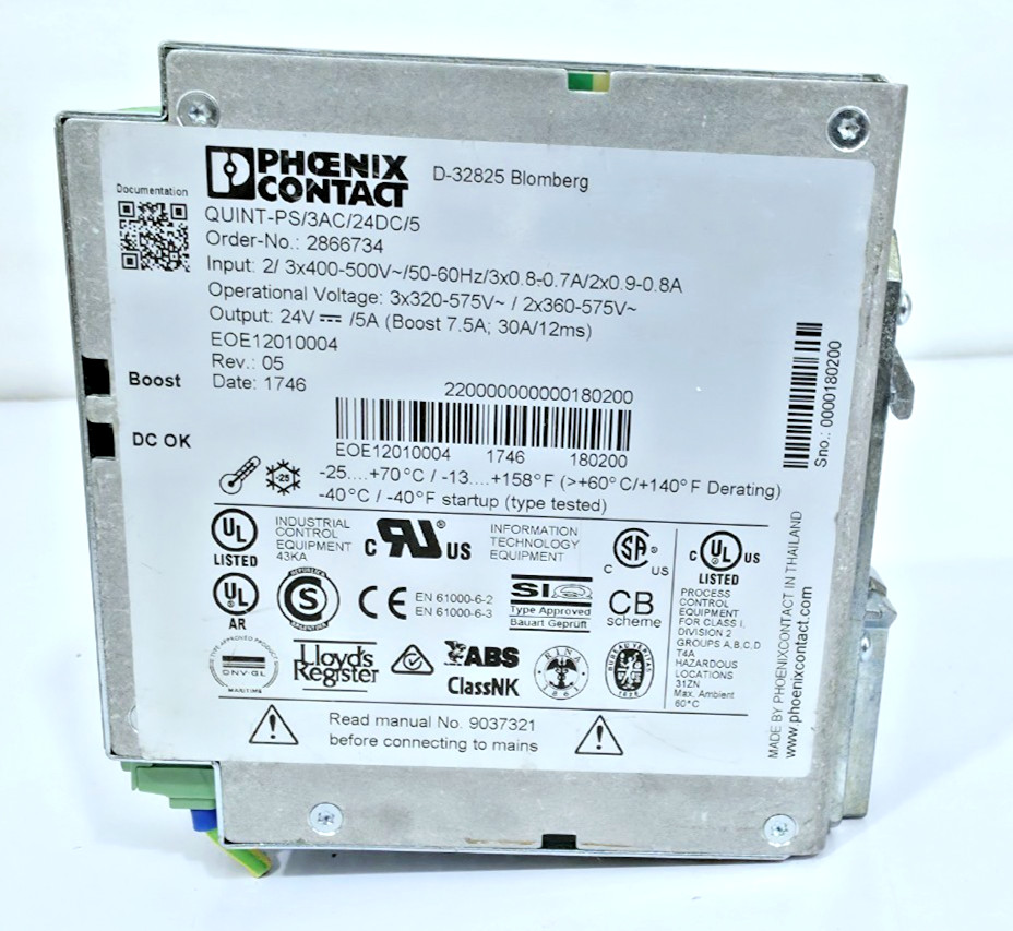 PHONEIX CONTACT D-32825 BLOMBERG QUINT-PS/3AC/24DC/5