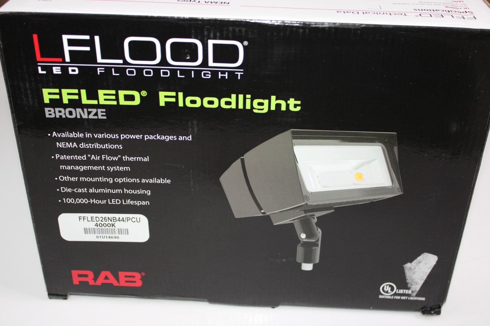 NEW RAB LIGHTING FFLED26NB44/PCU FFLED Floodlight 4000k Broze commercial