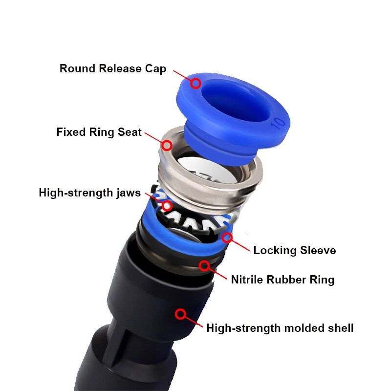 Pneumatic Push In Fittings Straight Equal/Reducing Connectors For Air Tube Hose
