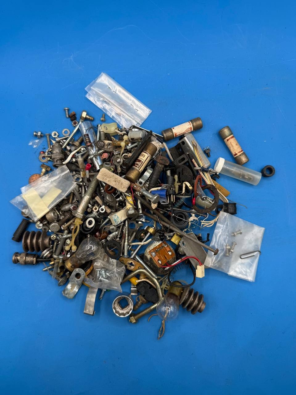 Mixed Lot Vintage Electronic Components Hardware Fuse Bulbs Screws Repair Parts