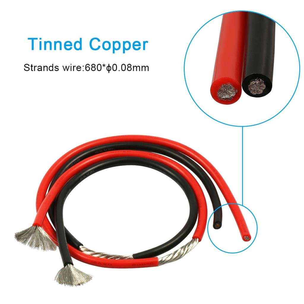 12 Gauge Silicone Wire 10 Ft Red and 10 Ft Black Flexible 12 AWG Stranded Tinned
