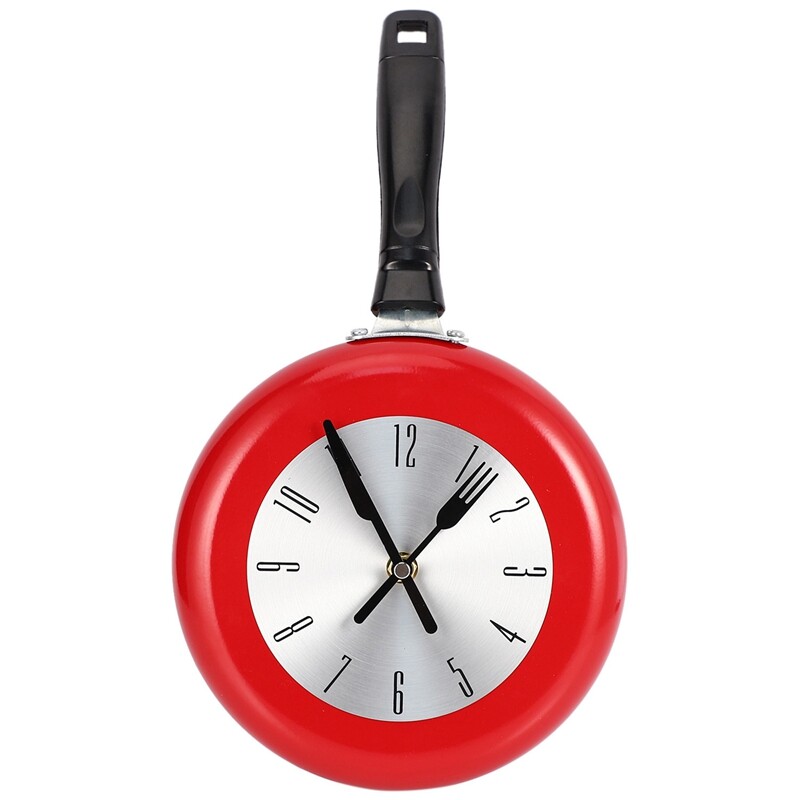 2x (wall clock metal fry pan 8 watches kitchen decoration novelty Kuns7921-