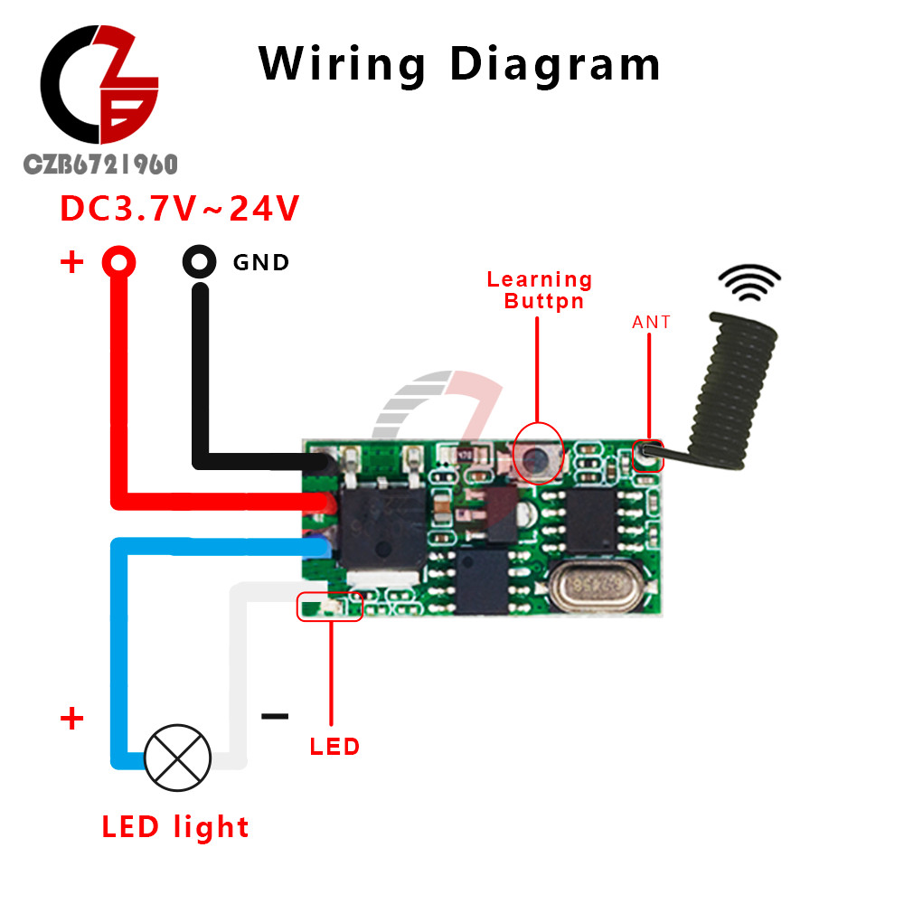 433MHz Long Range Wireless Remote Control Transmitter/Receiver Module DC 3V-24V