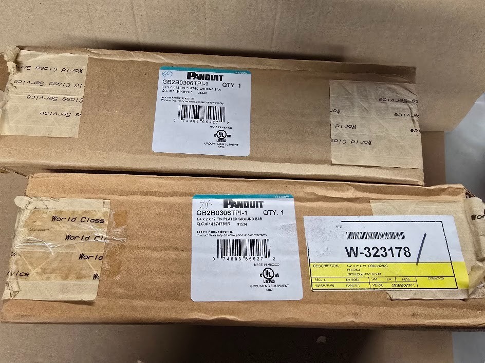 2 PANDUIT GB2B0306TPI-1 Tin Plated Copper Grounding Busbar 1/4″x 2″ x 12″