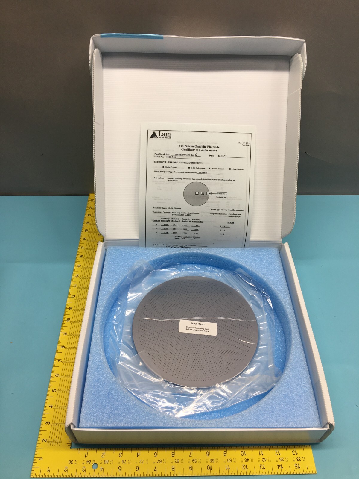 LAM 715-011909-501 PLATE, UPPER ELCTDRODE 8″ POLISHED CAPTIVE, 123497