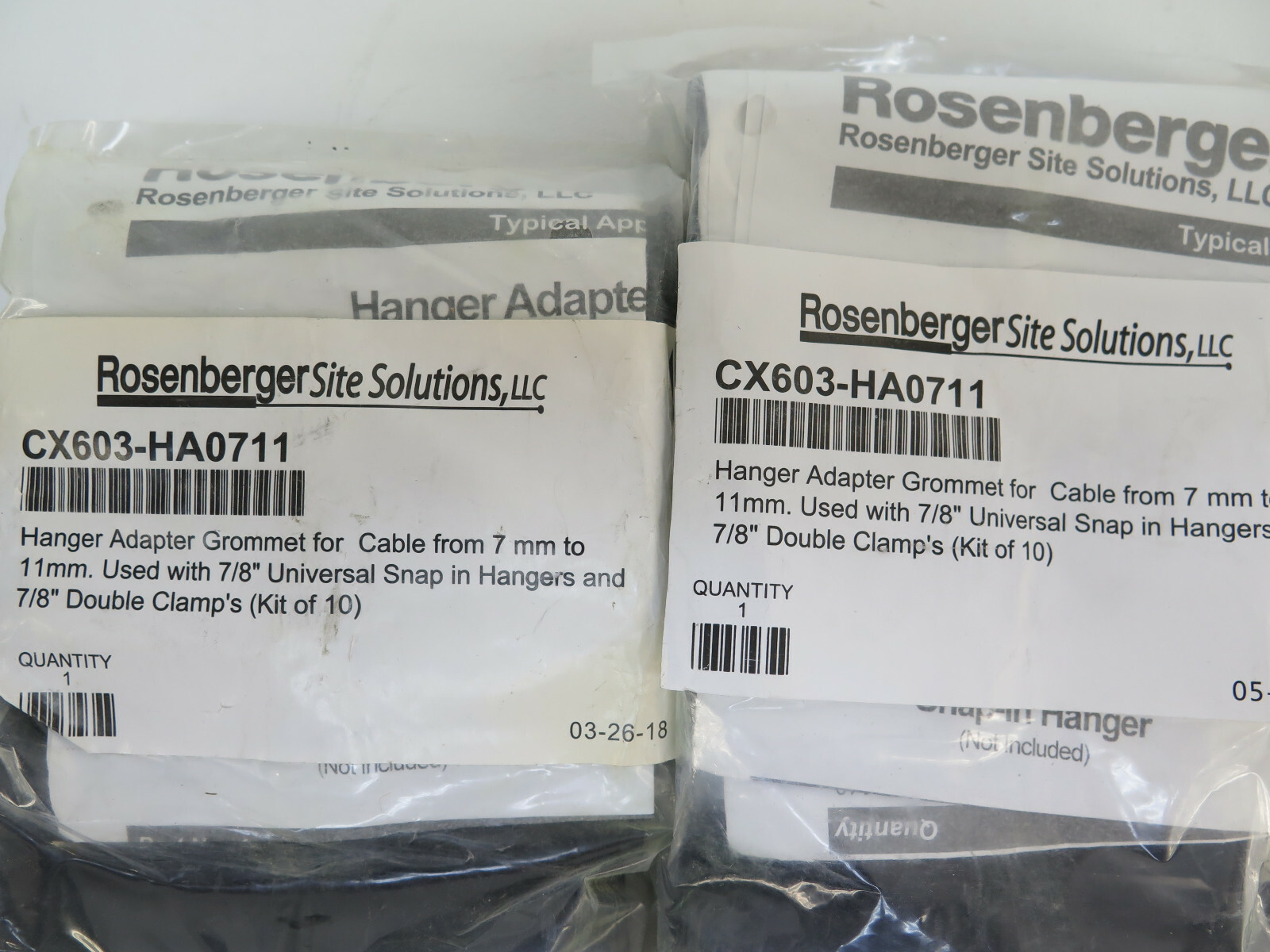 ***4 Bags, 40 Total*** Rosenberger CX603-HA0711 Grommet 7-11mm, for 7/8 Hanger