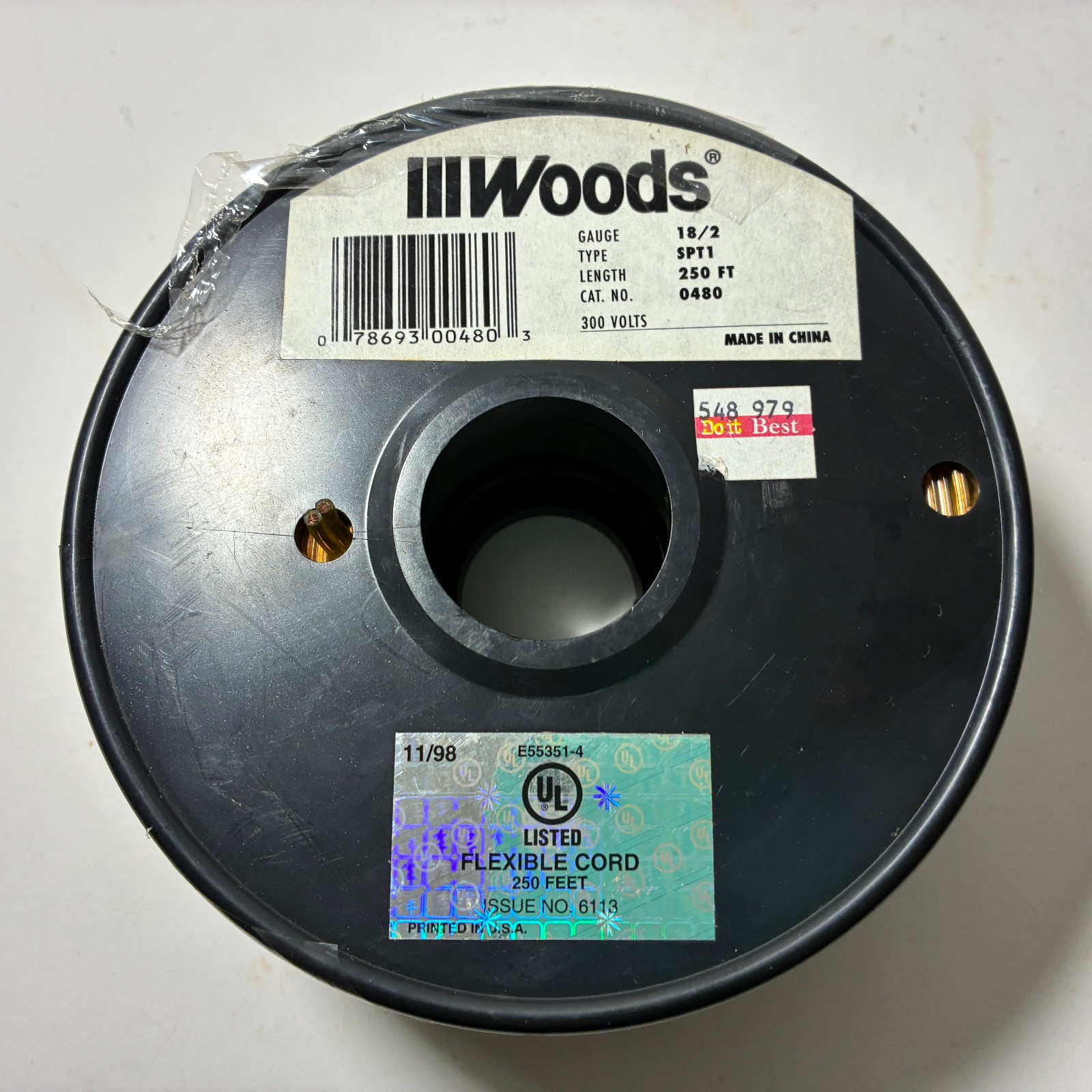Woods 18/2 Thermostat Doorbell Wire 2 Conductors Solid Copper – 250 Feet SPT1
