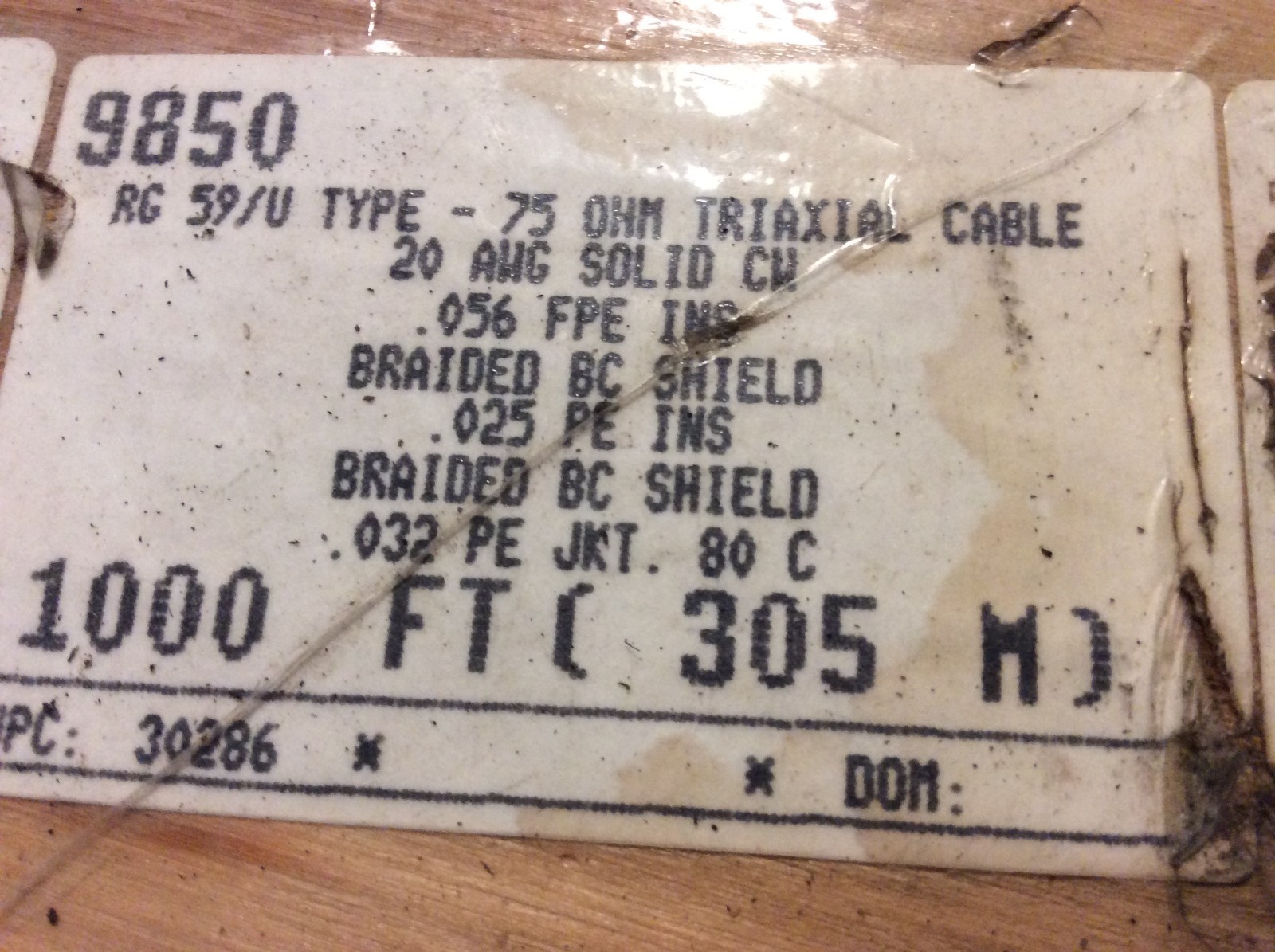 Alpha Wire TRIAXIAL 9850 RG 59/U Triaxial Cable 20 AWG 75 OHM / 25 FT