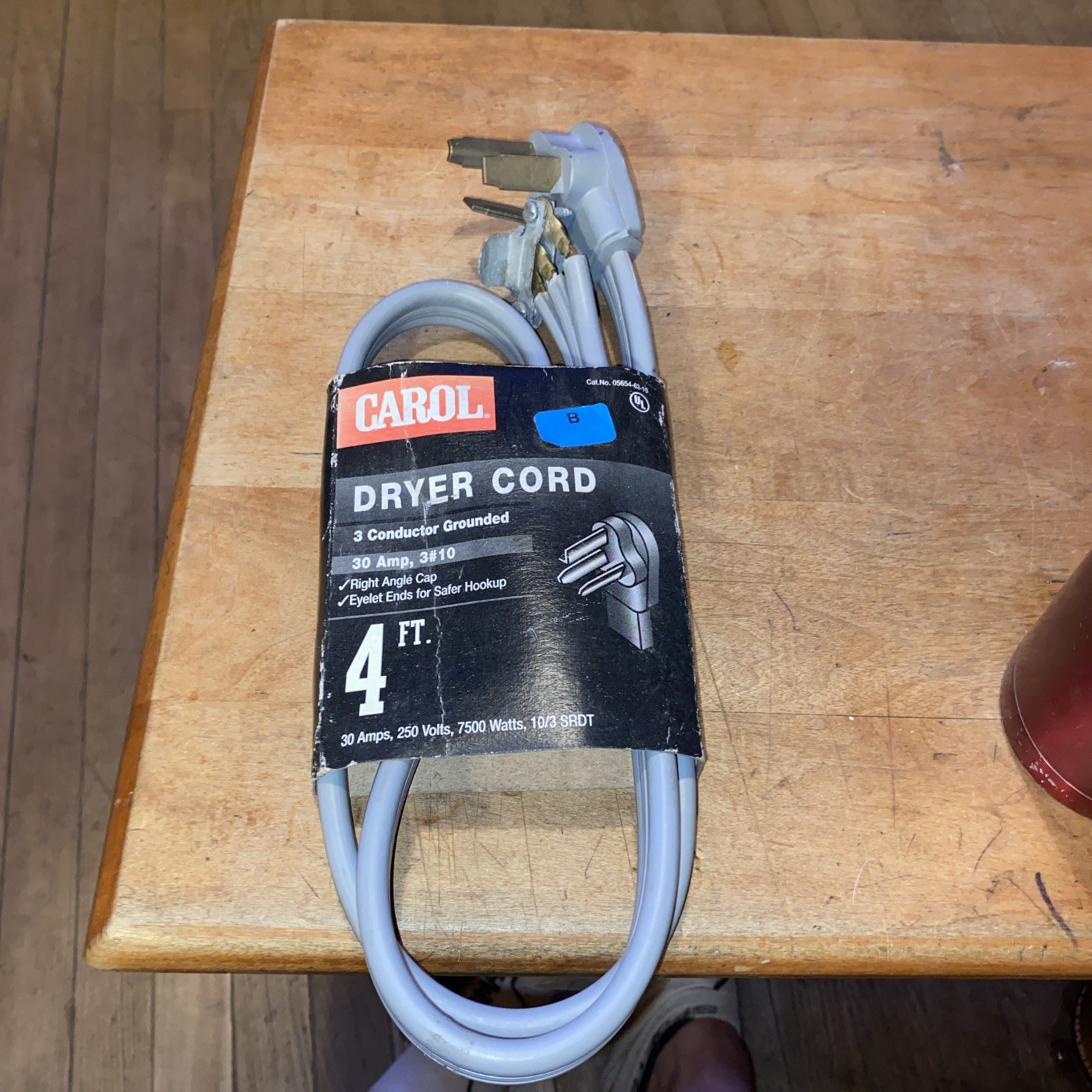 CAROL GENERAL CABLE DRYER CORD 4 FOOT 30 AMP; 3 CONDUCTOR GROUNDED NEW