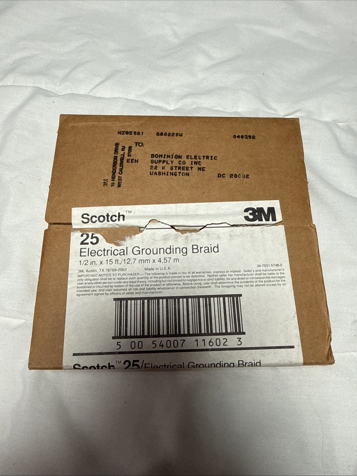 Scotch 25 Electrical Grounding Braid (1/2″ X 15′) NEW 34-7031-5746-0