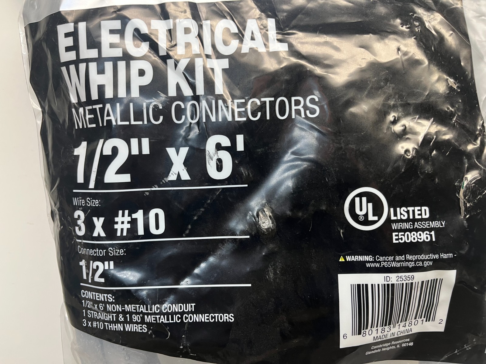 Cambridge 1/2″ x 6′ Liquid-Tite Whip #10 THHN Pre-Assembled Cable