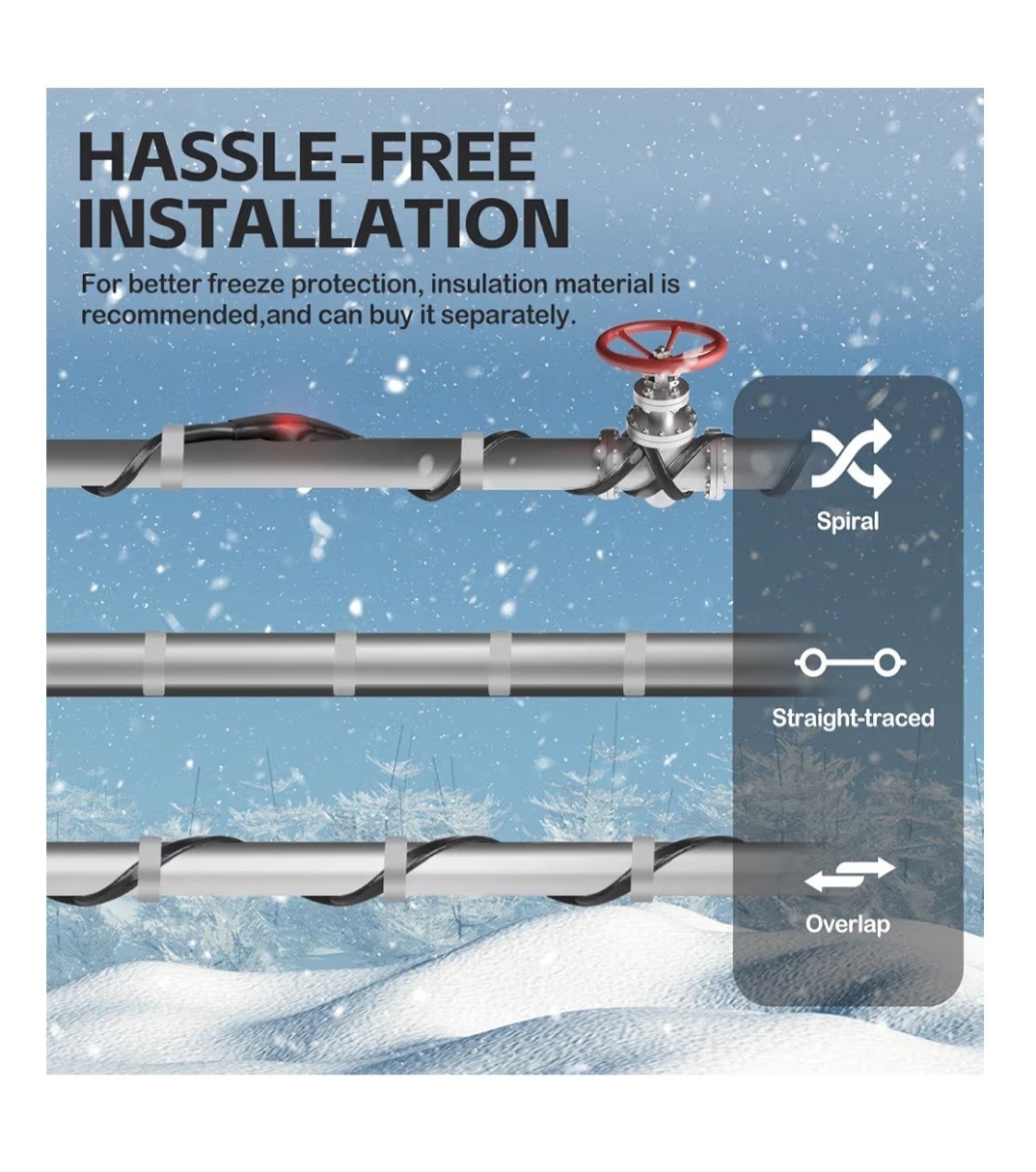 50FT Self Regulating Pipe Heating Cable Heat Tape Freeze Protection 120V – OB