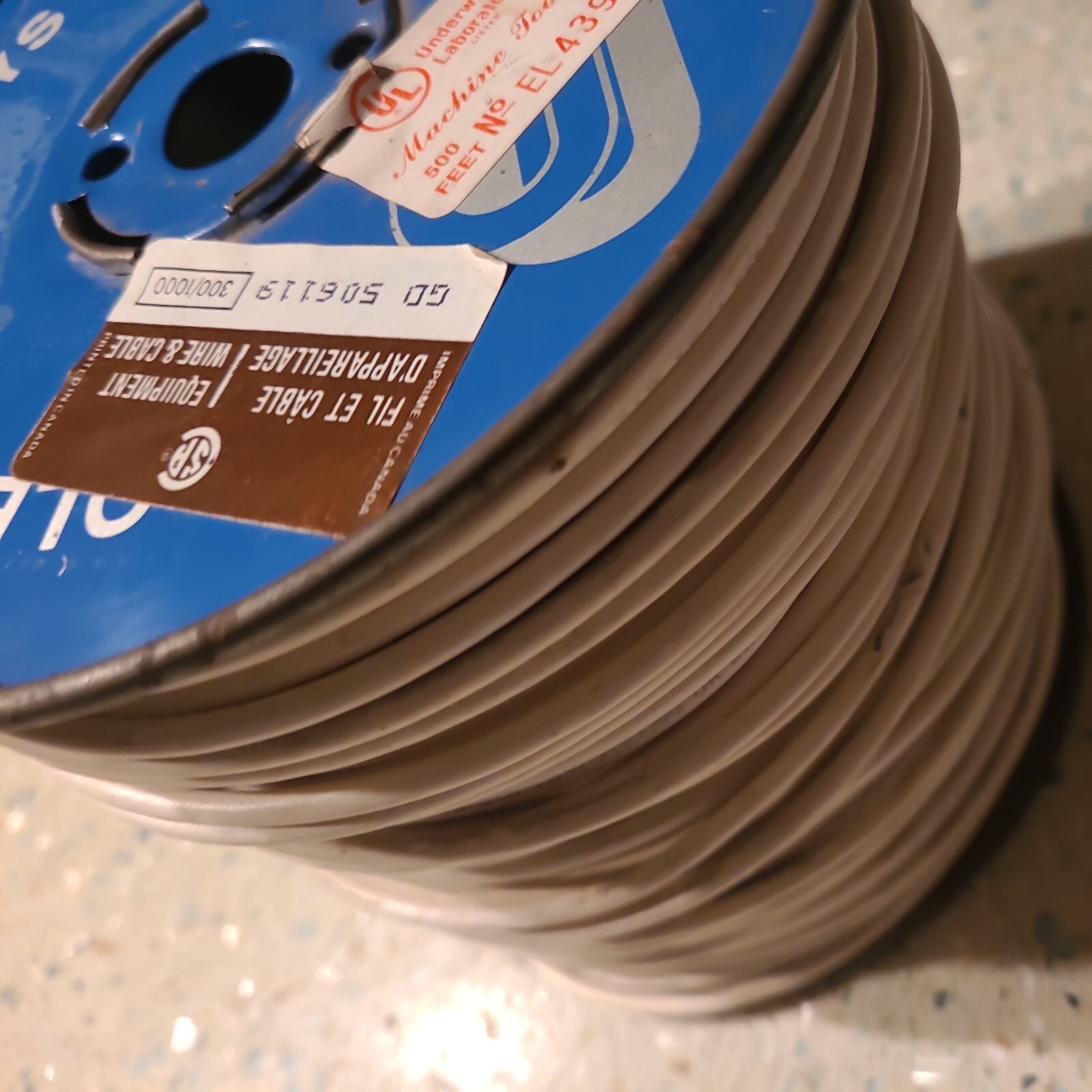 COLEMAN CABLE & WIRE CO. 12 AWG 600V WHITE MACHINE TOOL WIRE MTW or AWM 450Ft