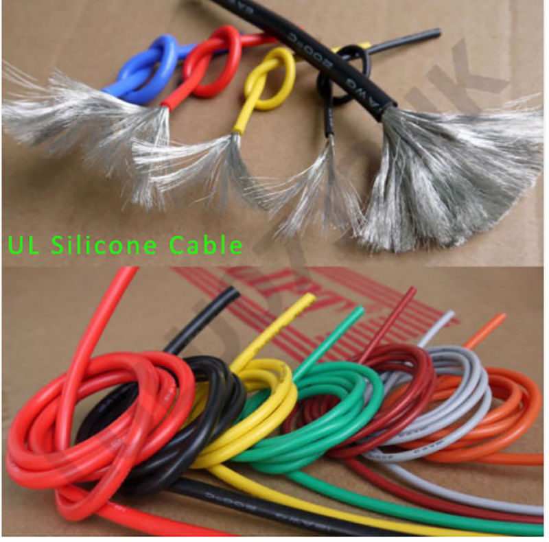 8AWG-30AWG Flexible Silicone Wire Insulation Tinned Copper Cable Black Red Line
