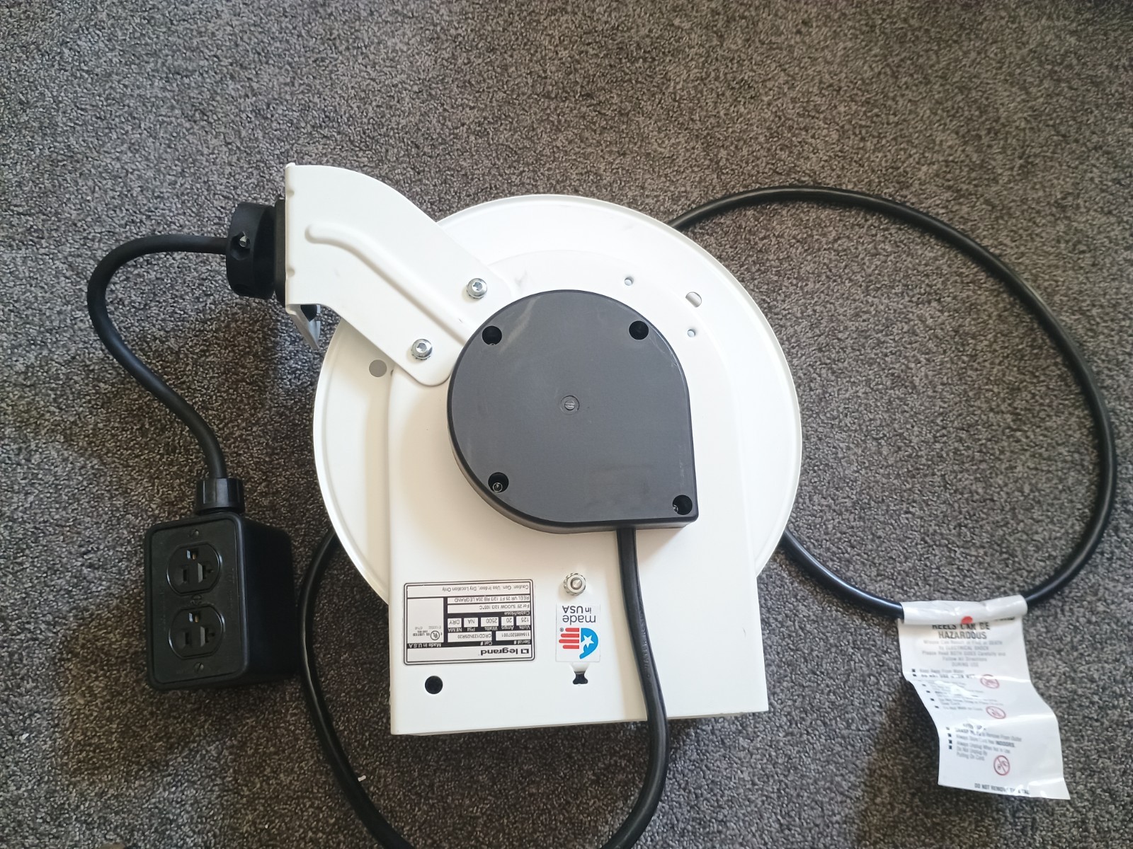 Legrand CRCD123N25R20 1000 Series Cable Reel With Quad RB 20 AMP 12 AWG 25ft