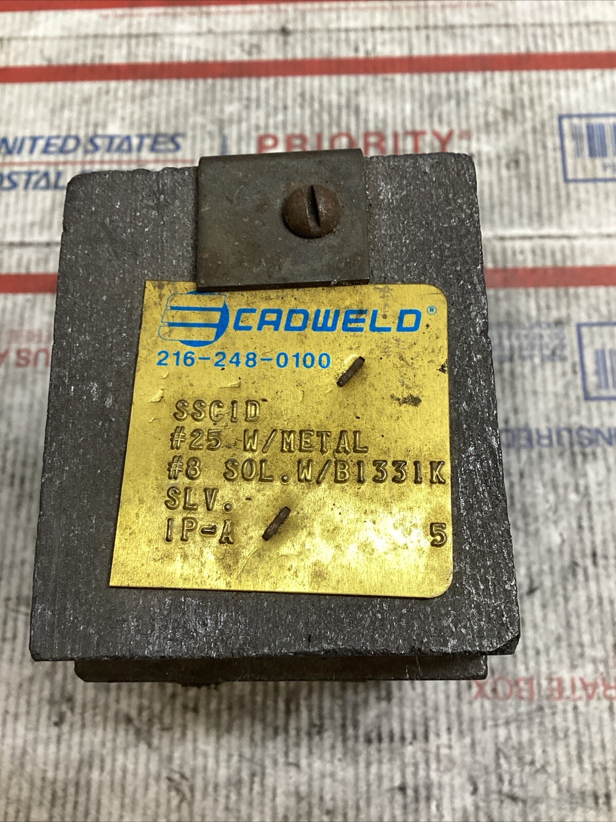 ERICO CADWELD IPA SSC1D MOLD #8 SOL W/B1331K RUN & TAP #25 CART ED4U 3295