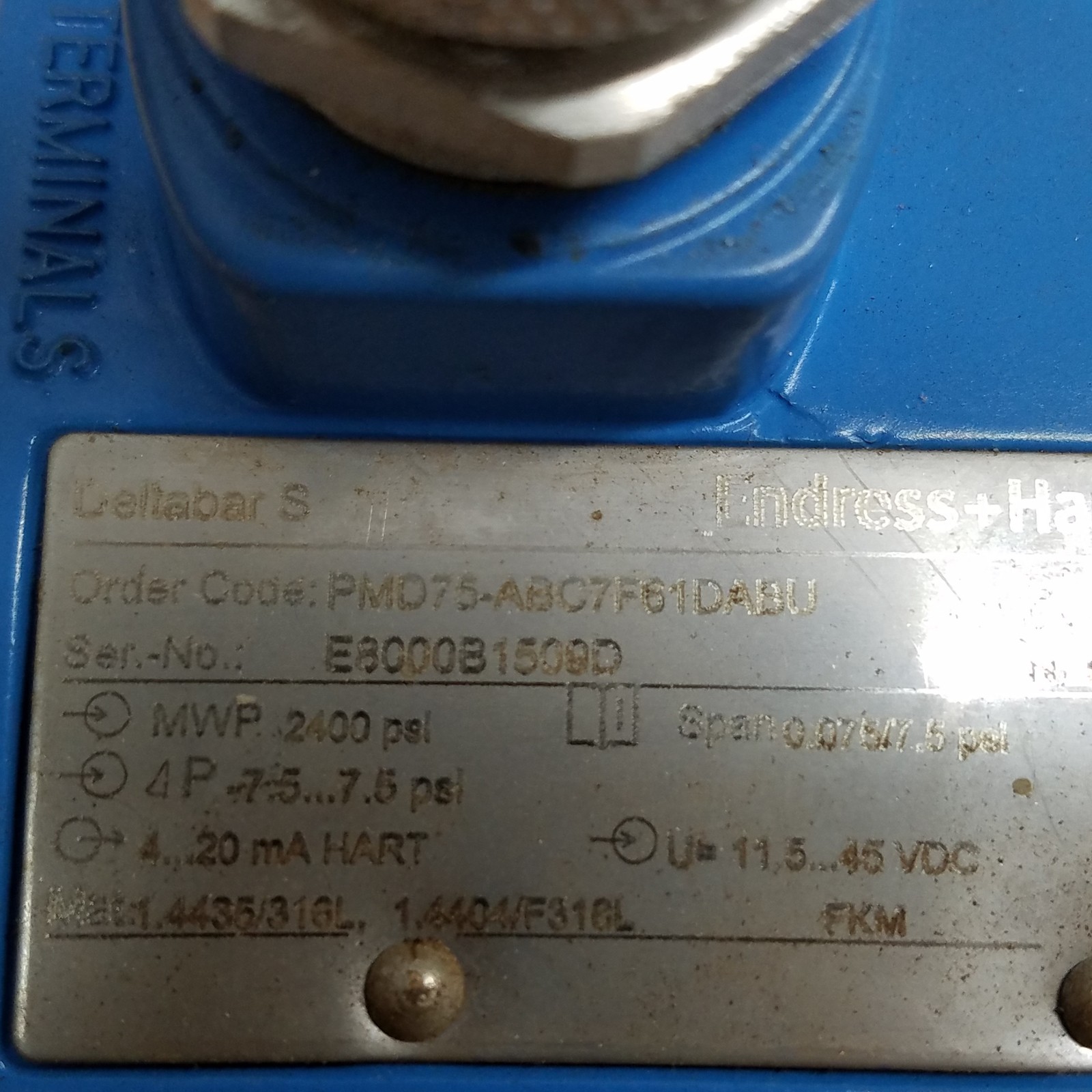 Endress & Hauser PMD75-ABC7F61DABU Pressure Regulator, 2400 psi MWP, 11.5-45 VDC