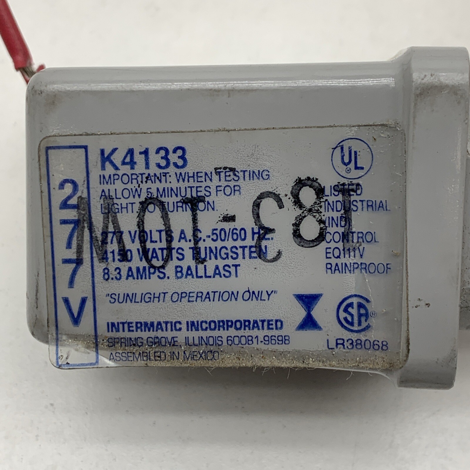 Intermatic K4133 Stem Mount Thermal 277V Photocontrol Light Sensor 277-VOLT ONLY