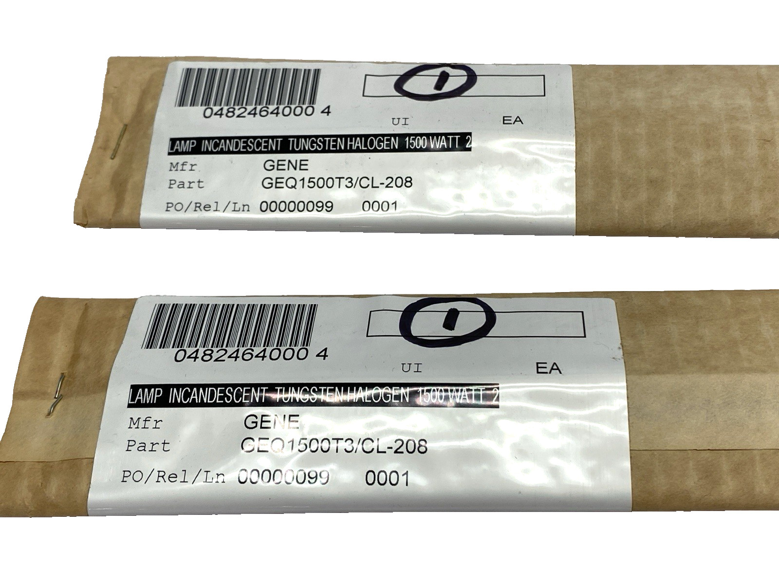 General Electric Q1500T3/CL-208 Tungsten Lamp 208V 1500W LOT OF 2