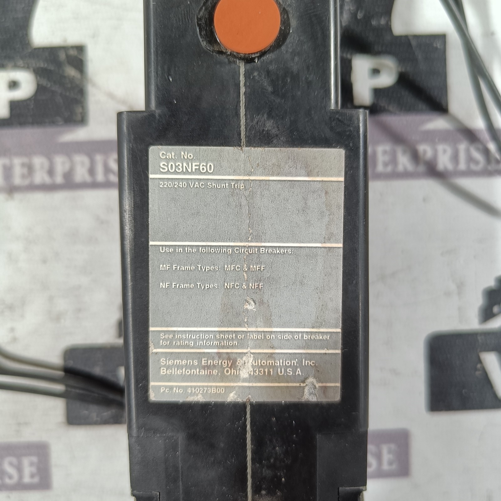 SIEMENS S03NF60 SHUNT TRIP UNIT FREE FAST SHIPPING