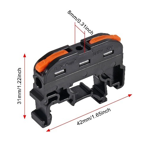 DIN Rail Terminal Blocks 50 Pack Compact Wire Conductor W Color: 50 Pack Black