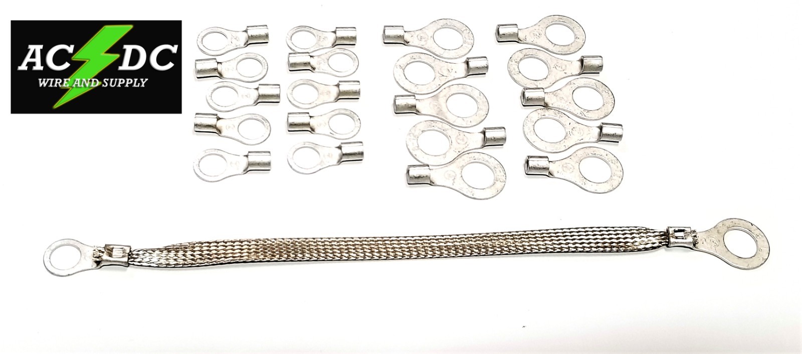 25′ TINNED Copper Ground Strap Cable KIT + DIY Terminal Kit 1/2″ FLAT Braid Wire