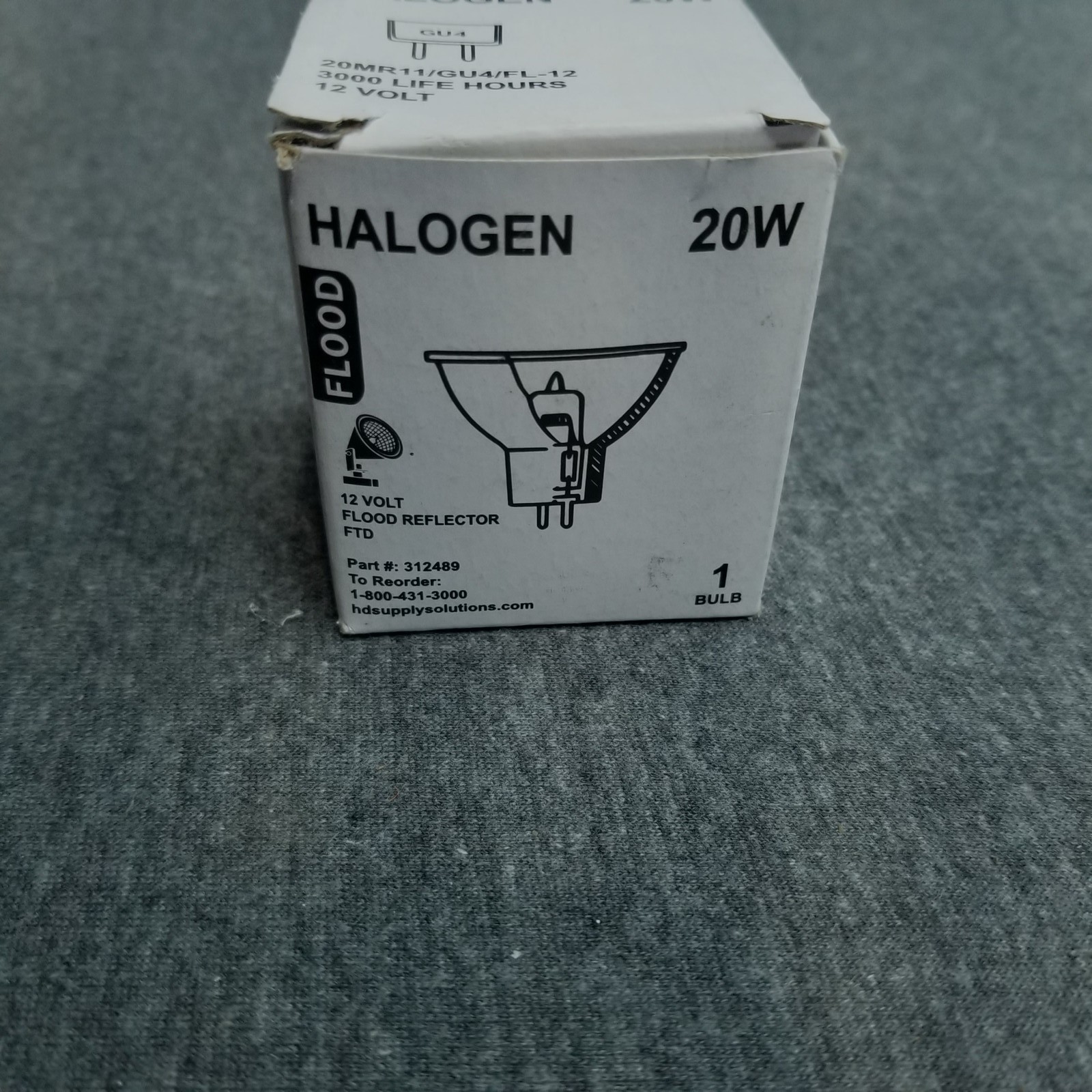 Halogen 20W Flood Light 20MR11/GU4/FL-12 3000 Life Hour 12 VOT New Open Box