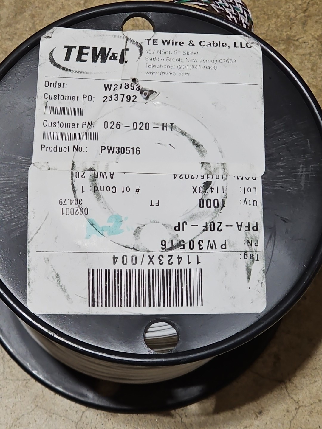 New TEW & C Wire PW30516 PFA-20F-JP 1000 FT. Awg:20