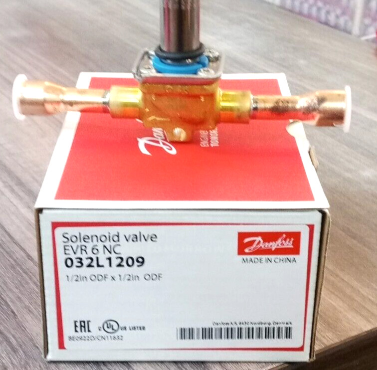 2PCS LOT- Danfoss 032L1209 Solenoid valve, EVR 6, Solder, ODF, 1/2 in- Brand New