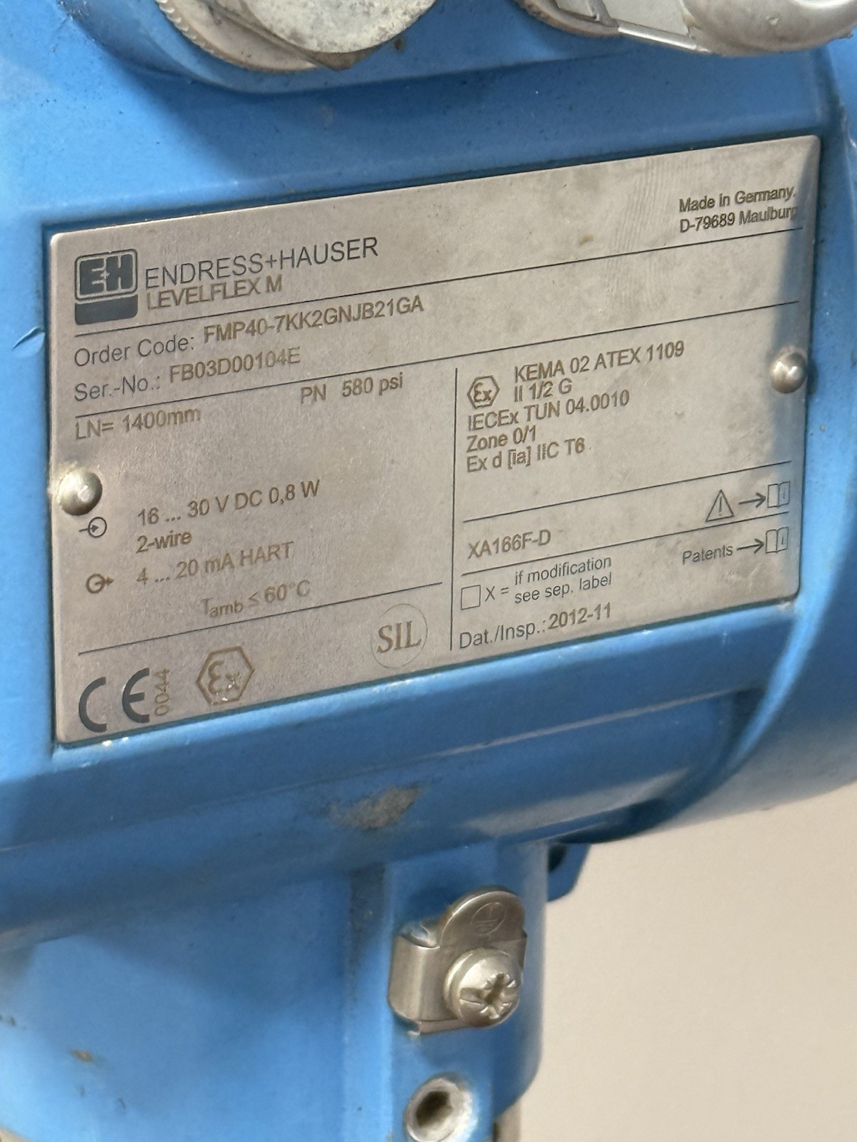 Endress & Hauser Levelflex M Guided Radar Measurement FMP40-7KK2GNJB21GA